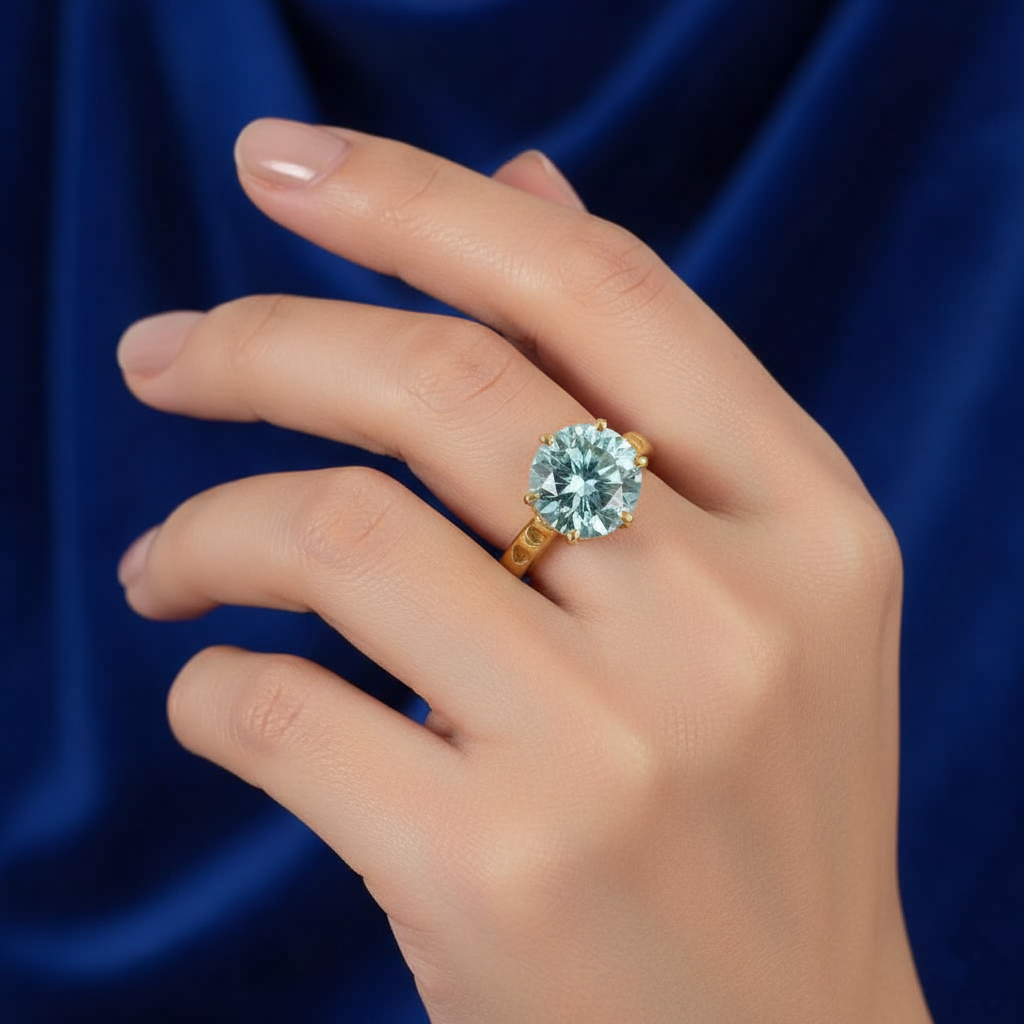 Blue Round Cut Ring