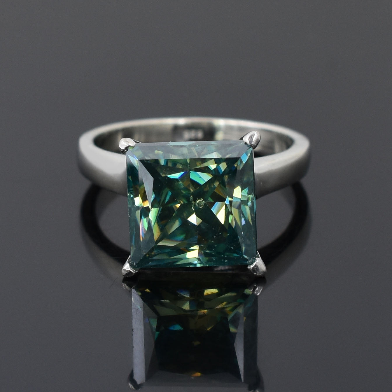 Green Princess Cut Ring
