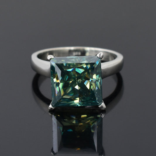 Green Princess Cut Ring