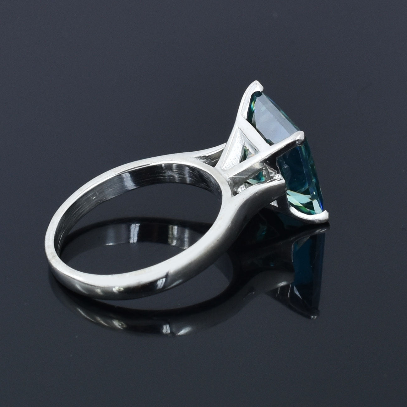 Green Princess Cut Ring