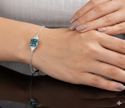 2.20 Ct Blue Asscher Lab Diamond Bracelet