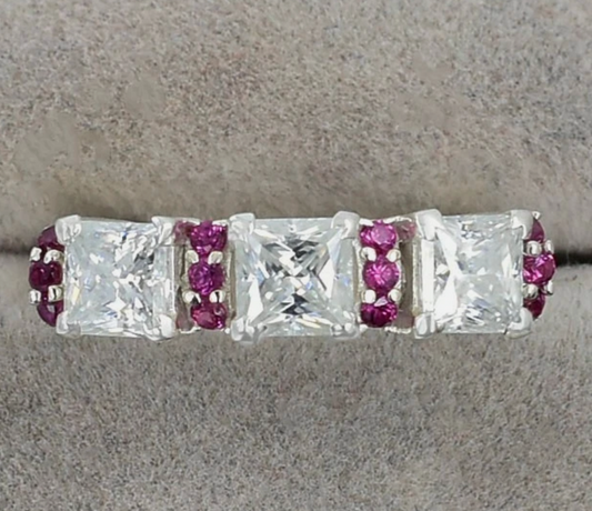 White Princess Cut Ring